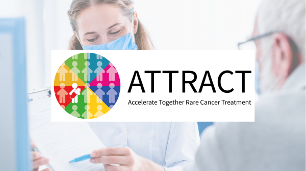 logo ATTRACT on picture of patient in clinical trial