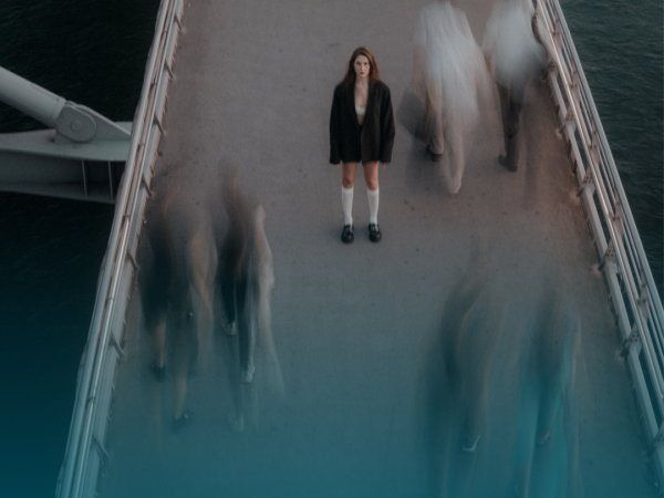 teenager girl wakling on a bridge - campaign Too young to stop