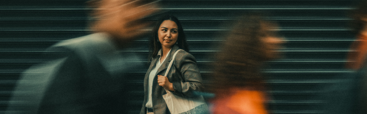 young lady with bag